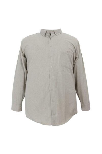 پیراهن آستین بلند یقه دکمه ای سایز بزرگ مردانه استخوانی 