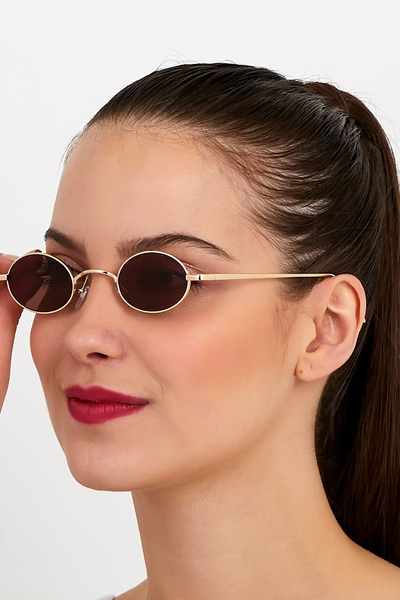 عینک آفتابی زنانه قهوه ای طلایی برند Nilu Moda
