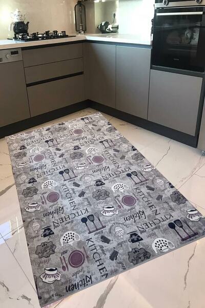 فرش آشپزخانه طرح دار خاکستری برند PANDA HALI