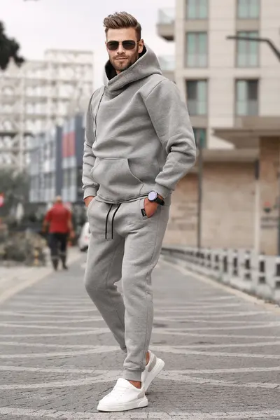 ست لباس ورزشی مردانه خاکستری برند Madmext 
