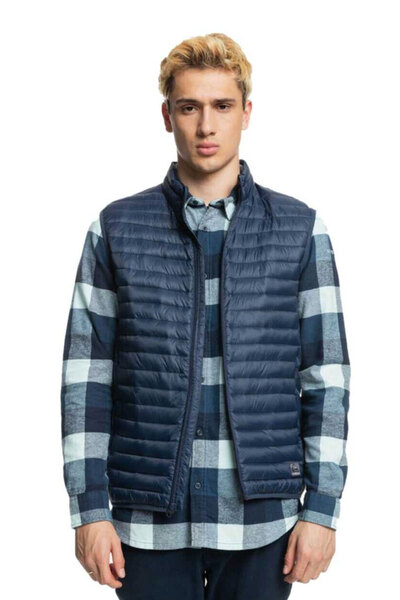 جلیقه بادی یقه ایستاده مردانه سرمه ای برند Quiksilver 