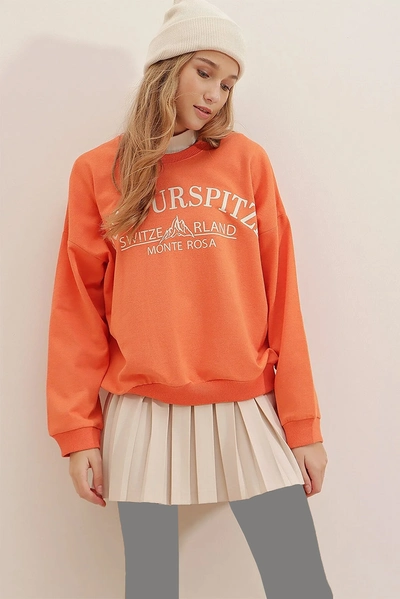 دورس چاپ دار اور سایز زنانه نارنجی برند Trend Alaçatı Stili