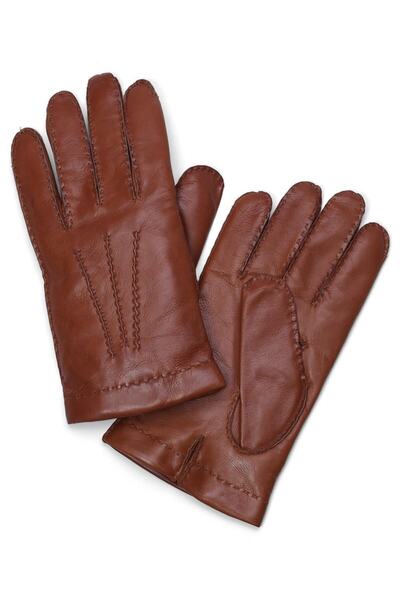 دستکش چرمی مردانه قهوه ای برند BROOKS BROTHERS