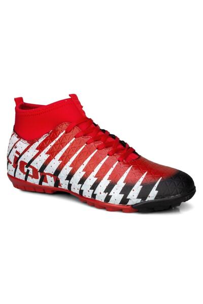 کفش فوتبال مردانه جورابی بند دار مشکی قرمز برند Lion 