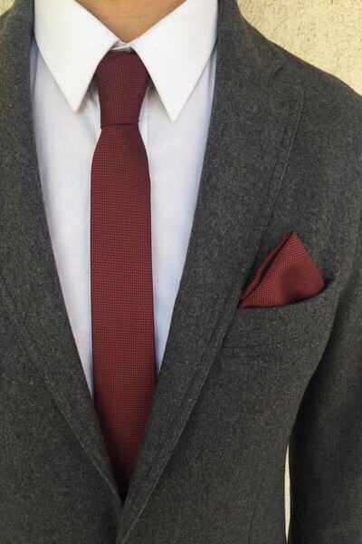 ست کراوات دستمال جیبی مردانه قرمز برند Kravatistan 