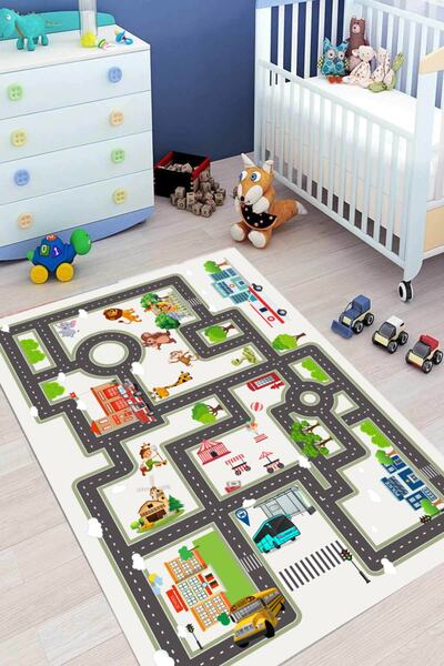 فرش اتاق کودک بدون لغزش طرح دار چند رنگ