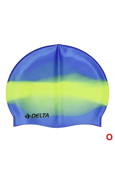 کلاه شنا سیلیکونی آبی سبز برند Delta 
