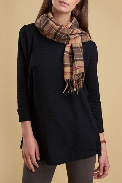 شال گردن پشمی یونیسکس چهارخانه ریشه دار چندرنگ برند Barbour 