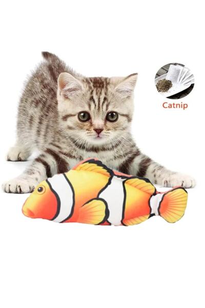 اسباب بازی دلقک ماهی مصنوعی جغجغه دار مخصوص گربه زرد TİNEKE 