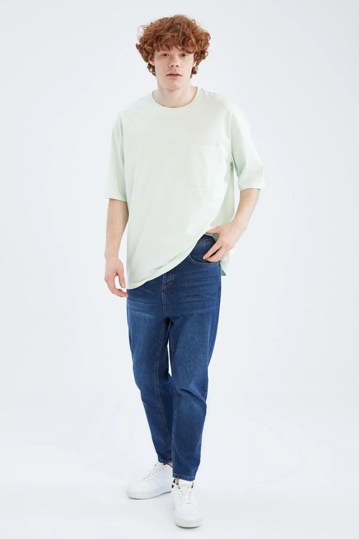 تیشرت اور سایز تک جیب مردانه سبز روشن برند Defacto 
