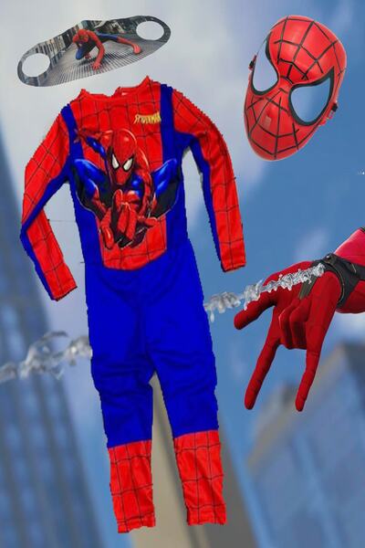 لباس سرهمی بچه گانه مرد عنکبوتی همراه نقاب قرمز آبی برند SPIDERMAN 