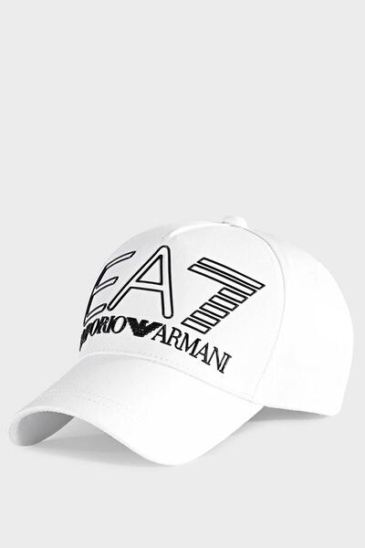 کلاه کپ طرح دار مردانه سفید برند EA7