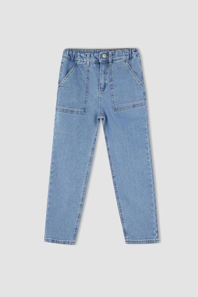 شلوار جین پنبه راحتی جیب دار آبی برند DeFacto