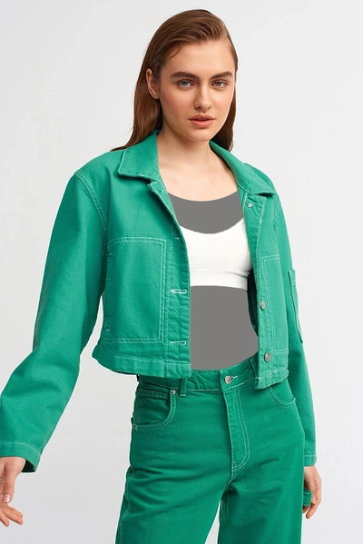 کت کتان کوتاه زنانه سبز برند Dilvin 