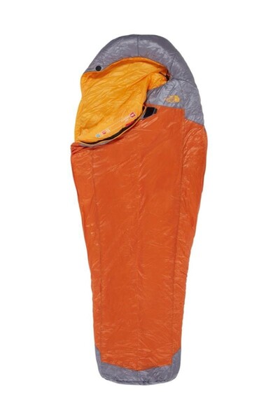 کیسه خواب کمپینگ همراه کیسه حمل یونیسکس دو رنگ نارنجی خاکستری برند THE NORTH FACE