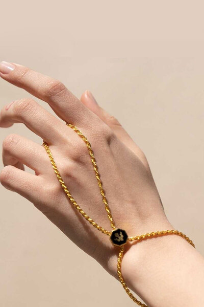 دستبند انگشتری طلا زنانه زرد برند Luna Merdin