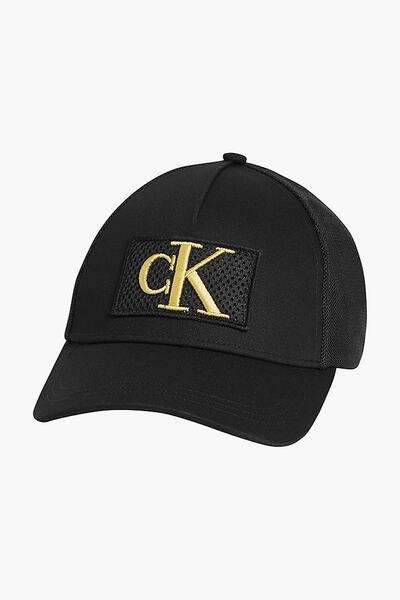 کلاه کپ طرح دار مردانه مشکی برند Calvin Klein
