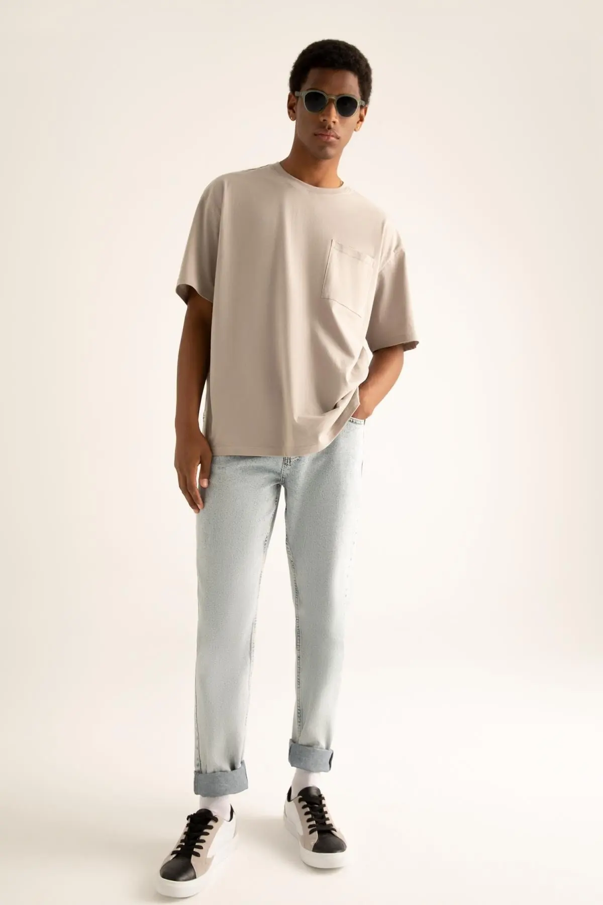 تیشرت اور سایز تک جیب مردانه بژ برند Defacto 
