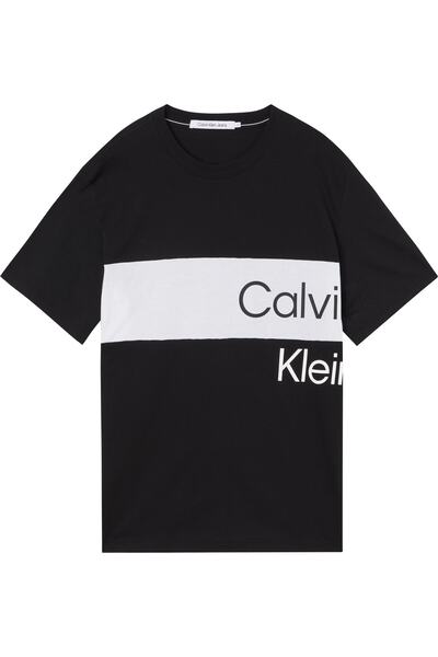 تیشرت یقه گرد چاپ دار مردانه مشکی برند Calvin Klein 