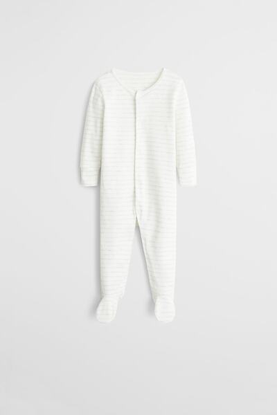 ست لباس خواب طرح دار نوزاد یونیسکس سفید خاکستری برند MANGO 