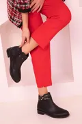 نیم بوت سگک دار زنانه مشکی مات برند Soho Exclusive 