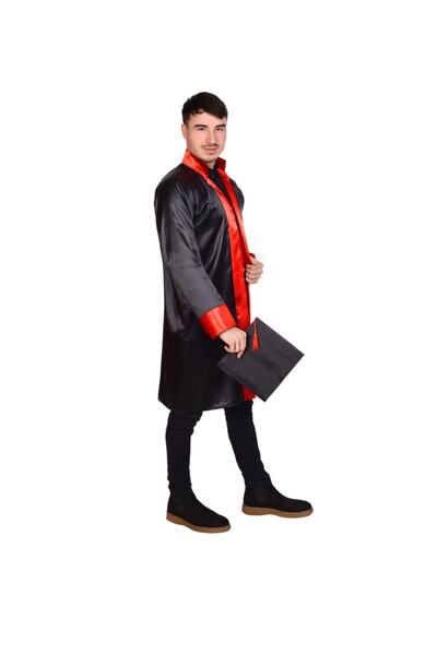 لباس فارغ التحصیلی مردانه مشکی قرمز برند Nüans Mezuniyet