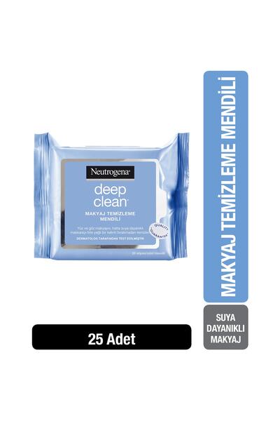 دستمال مرطوب پاک کننده آرایش بسته 25 عددی سری Deep Clean برند Neutrogena 