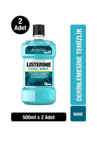 پک 2 عددی دهان شویه نعناع 500 میلی لیتر مدل کول میت برند Listerine 