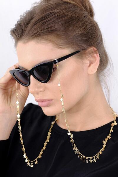 بند عینک مدل زنجیری ستاره دار زنانه طلایی برند New Obsessions