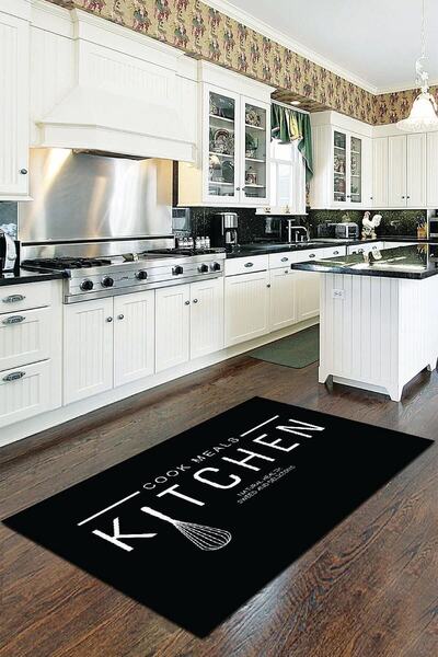 فرش آشپزخانه طرح دار مشکی برند RugViva