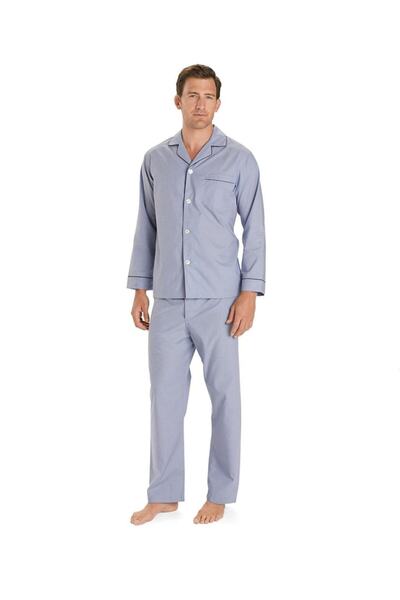ست لباس خواب مردانه پیراهن شلوار یقه ترکیبی دکمه ای آبی روشن برند BROOKS BROTHERS