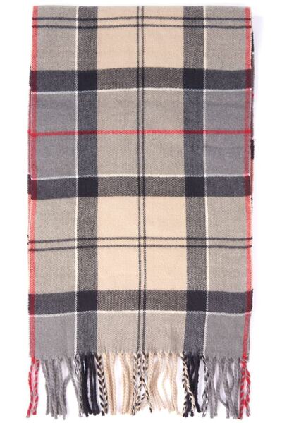 شال گردن یونیسکس چهارخانه ریشه دار چندرنگ برند Barbour 