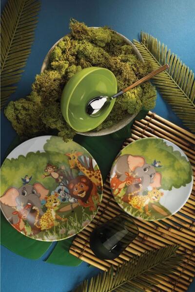 ست 3 عددی ظروف غذا خوری کودک طرح دار سبز برند Kütahya Porselen