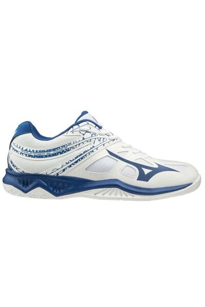 کفش والیبال یونیسکس دو رنگ سفید آبی مدل Thunder Blade 2 برند MIZUNO 