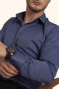 پیراهن یقه کلاسیک طرح دار مردانه آبی نفتی برند Etikmen 