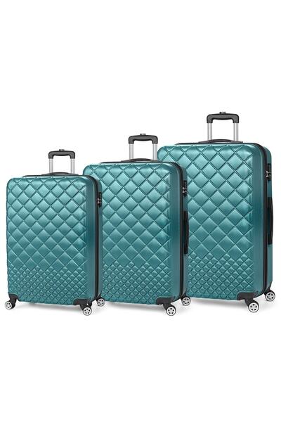 ست 3 عددی چمدان مسافرتی طرح دار سبز تیره برند Polo55 