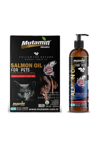 روغن ماهی سالمون نروژی مناسب مو سگ - گربه 400 میل برند Mutamin Organics