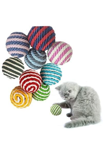 توپ طنابی اسباب بازی گربه 4 سانتی متری چند رنگ برند TİNEKE 