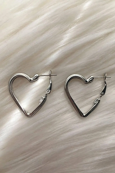 گوشواره قلب نقره ای