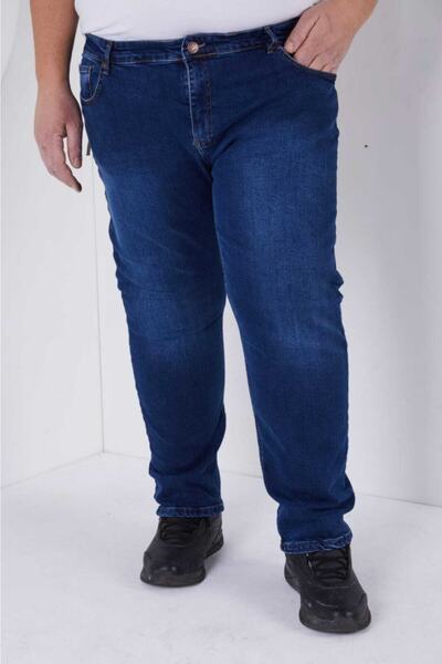 شلوار جین مردانه سایز بزرگ جذب آبی تیره برند Public Jeans