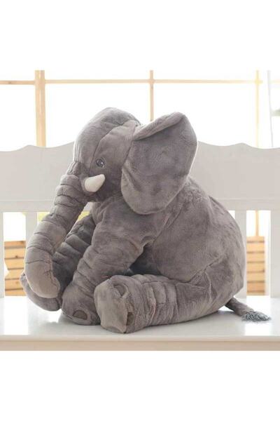 فیل عروسکی مخملی 90 سانتی متری خاکستری برند Özgüner Oyuncak