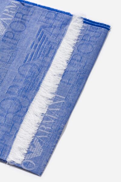شال گردن مردانه طرح دار ریشه دار آبی سفید برند Emporio Armani 