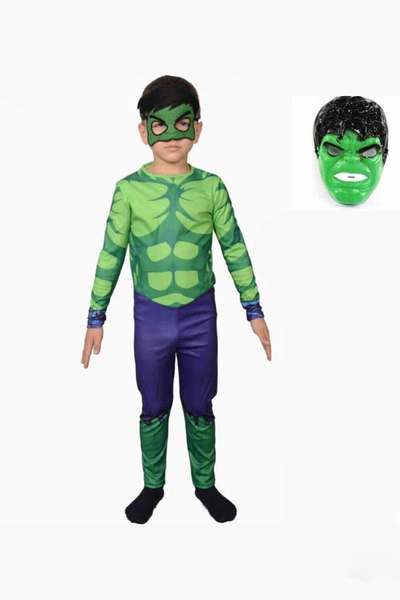 ست لباس سرهمی بچه گانه پسرانه هالک همراه نقاب سبز برند Hulk 