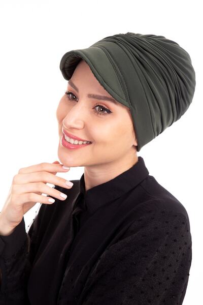 کلاه نخی زنانه لبه دار سبز یشمی برند LadyColor 