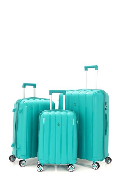 ست 3 عددی چمدان مسافرتی زنانه چرخ دار آبی برند MÇS
