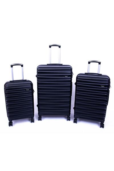 ست 3 عددی چمدان مسافرتی طرح دار مشکی برند Moda Çanta 