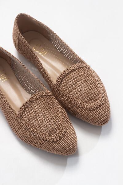کفش بابت زنانه گیوه ای طرح دار قهوه ای برند LuviShoes