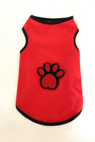 لباس آستین حلقه ای سگ_گربه چاپ دار قرمز 