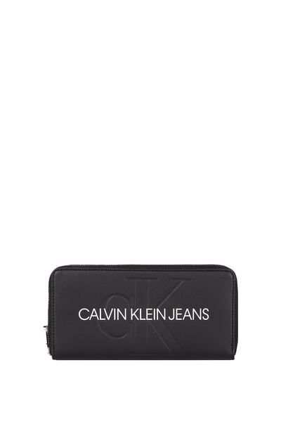 کیف پول زنانه چاپ دار زیپی مشکی برند Calvin Klein