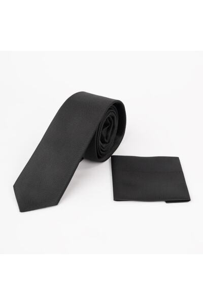 ست کراوات دستمال جیبی مردانه مشکی برند Gambocci 